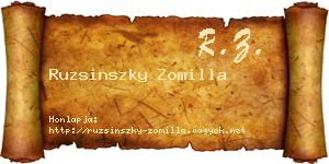 Ruzsinszky Zomilla névjegykártya